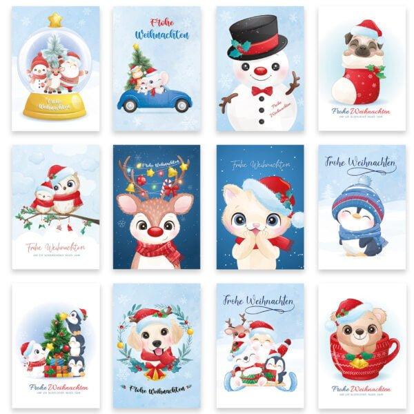 12 Weihnachtskarte hellblau