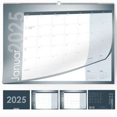 Wandkalender Monatskalender 2025 Blau/Grün
